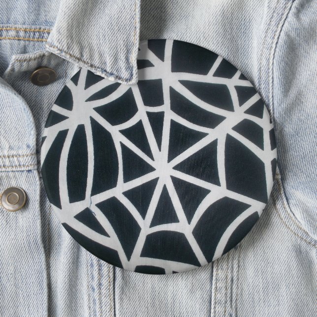 Bold Black & White Spider Web Geometric Pattern 6 Cm Round Badge (In Situ)