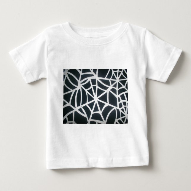Bold Black & White Spider Web Geometric Pattern Baby T-Shirt (Front)