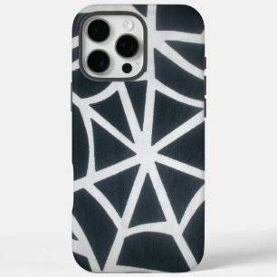 Bold Black & White Spider Web Geometric Pattern iPhone 16 Pro Max Case