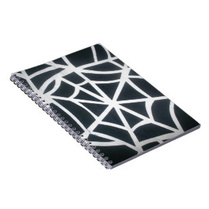 Bold Black & White Spider Web Geometric Pattern Notebook