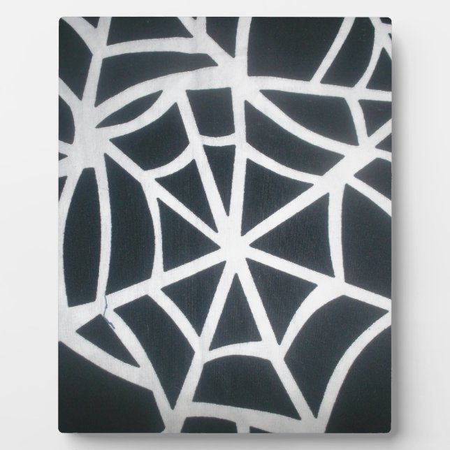 Bold Black & White Spider Web Geometric Pattern Plaque (Front)
