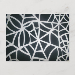 Bold Black & White Spider Web Geometric Pattern Postcard