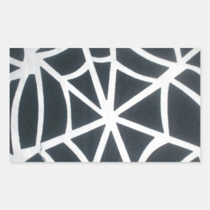 Bold Black & White Spider Web Geometric Pattern Rectangular Sticker