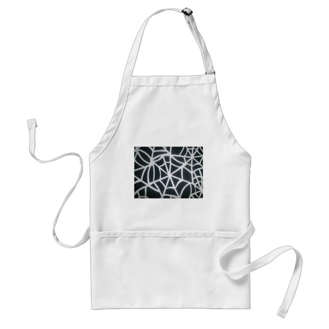 Bold Black & White Spider Web Geometric Pattern Standard Apron (Front)