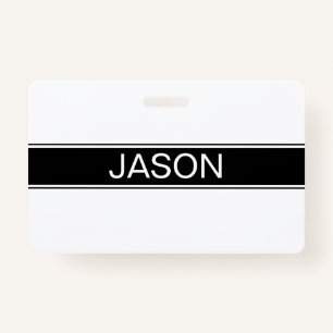 Bold Black & White Stripe Editable Text ID Badge