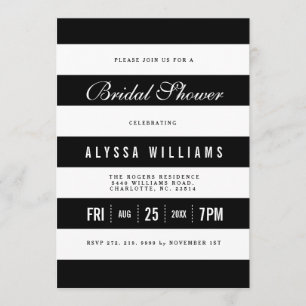 Bold Black   White Stripes Bridal Shower Invite