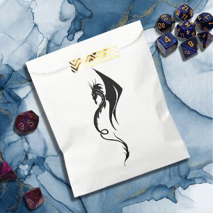 Bold Black White Tribal Dragon Illustration Design Favour Bag