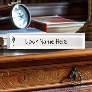 Bold Black White Tribal Dragon Illustration Design Nameplate