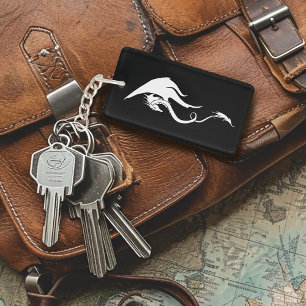 Bold Black White Tribal Dragon QR code Key Ring