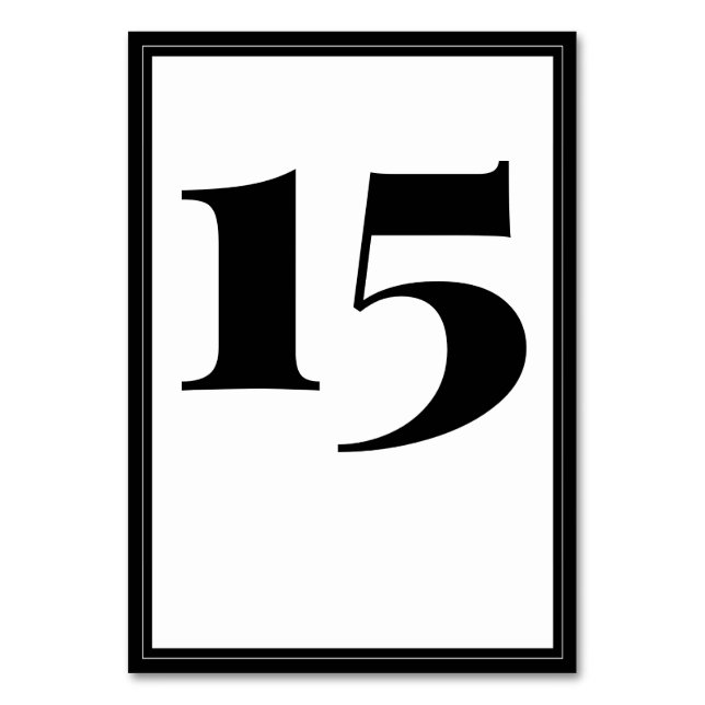 Bold Black White Typography Minimalist  Table Numb Number (Front)