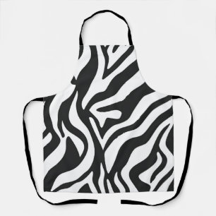 Bold Black White Zebra Stripe Wild Animal Pattern Apron