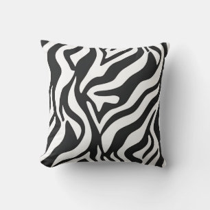 Bold Black White Zebra Stripe Wild Animal Pattern Cushion