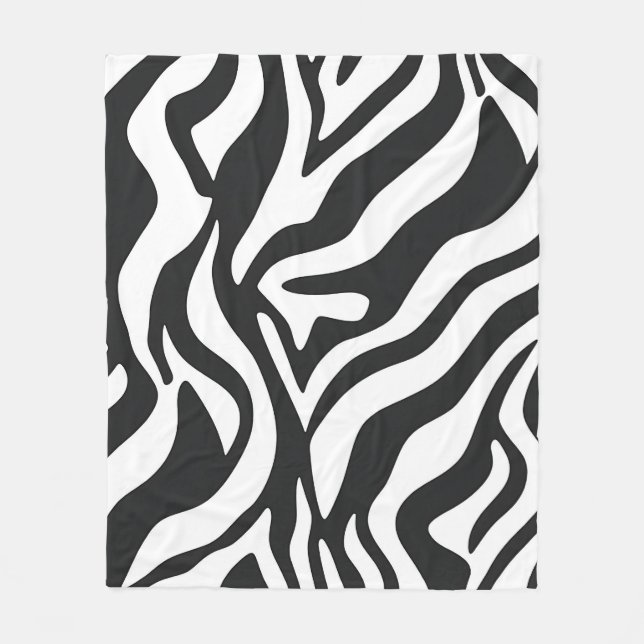 Bold Black White Zebra Stripe Wild Animal Pattern Fleece Blanket (Front)