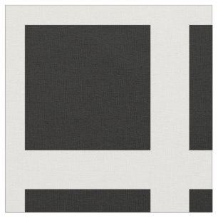 Bold Black Windowpane Squares on White Fabric