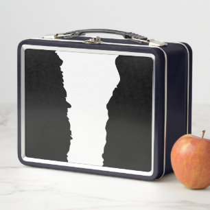 Bold Black with Classic White Unique Stylish Metal Lunch Box