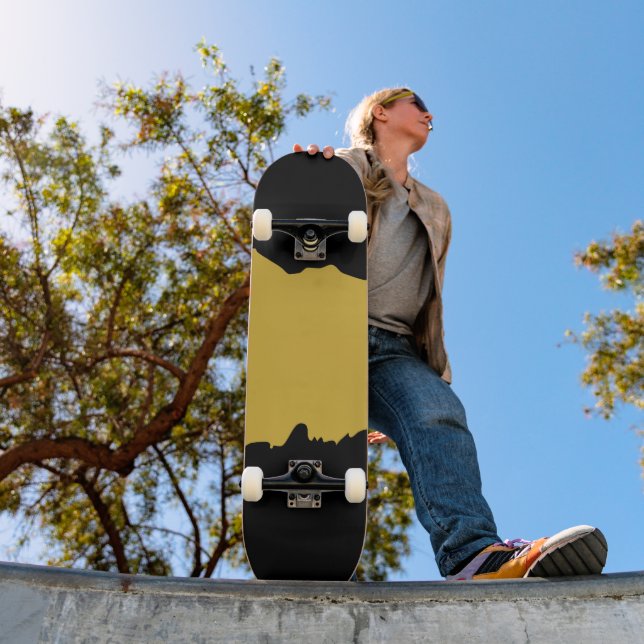 Bold Black with Metallic Gold Unique Stylish Skateboard (Outdoor 1)