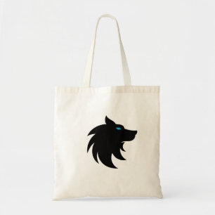 Bold Black Wolf Design with Blue Eyes, Stylish Tote Bag