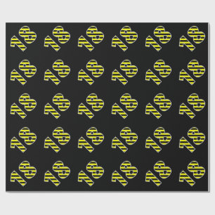 Bold, Black & Yellow Stripes 18 Event # (Birthday) Wrapping Paper