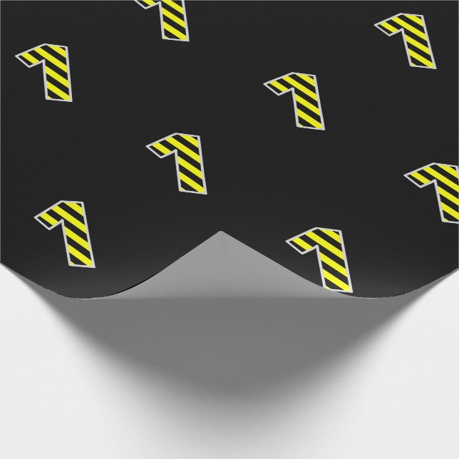 Bold, Black & Yellow Stripes 1 Event # (Birthday) Wrapping Paper (Corner)