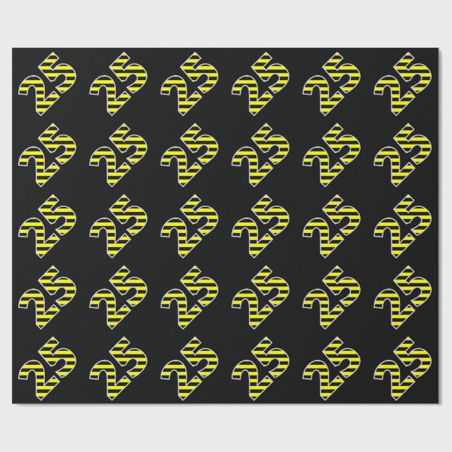 Bold, Black & Yellow Stripes 25 Event # (Birthday) Wrapping Paper (Flat)