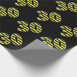 Bold, Black & Yellow Stripes 30 Event # (Birthday) Wrapping Paper