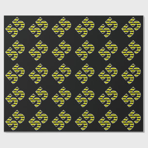 Bold, Black & Yellow Stripes 55 Event # (Birthday) Wrapping Paper