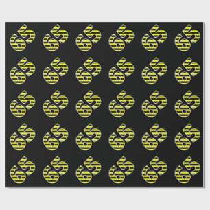 Bold, Black & Yellow Stripes 65 Event # (Birthday) Wrapping Paper