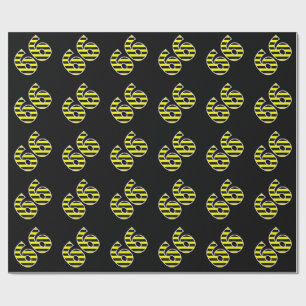Bold, Black & Yellow Stripes 66 Event # (Birthday) Wrapping Paper