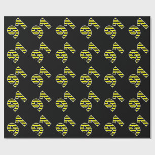 Bold, Black & Yellow Stripes 91 Event # (Birthday) Wrapping Paper