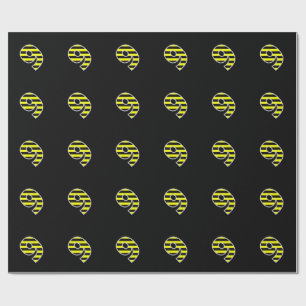 Bold, Black & Yellow Stripes 9 Event # (Birthday) Wrapping Paper