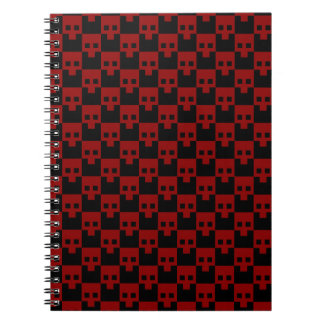 Bold Block Skull in Blood Red on Black Notebook