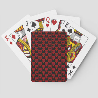 Bold Block Skull in Blood Red on Black Playing Cards
