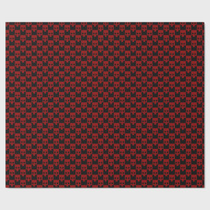 Bold Block Skull in Blood Red on Black Wrapping Paper