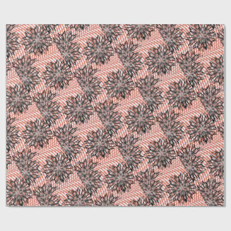 Bold Bloom Fusion – Abstract Black Florals on Wavy Wrapping Paper
