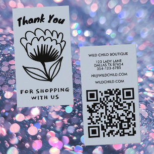 BOLD BLOOM ORDER THANK YOU Minimal Floral QR code Business Card