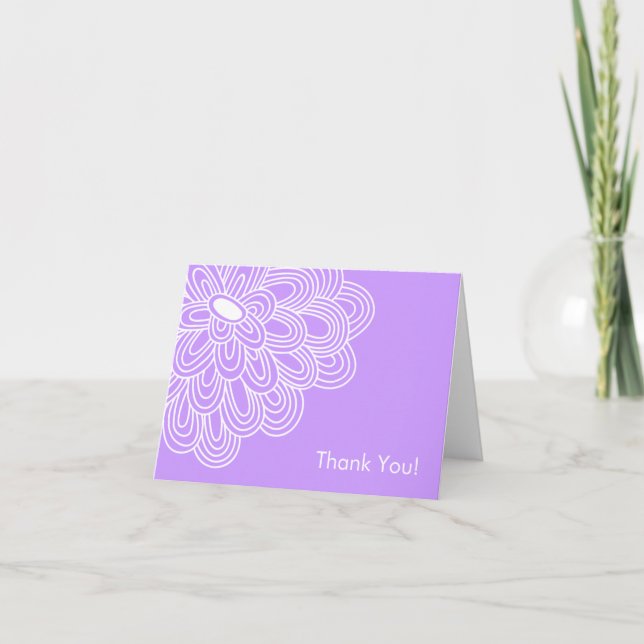 Bold Bloom Purple Bridal Shower Thank You Card (Front)