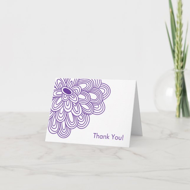 Bold Bloom Purple Bridal Shower Thank You Card (Front)