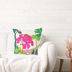 Bold Blooming Geraniums Florist Modern Cushion
