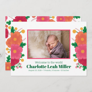 Bold Blooms Birth Announcement