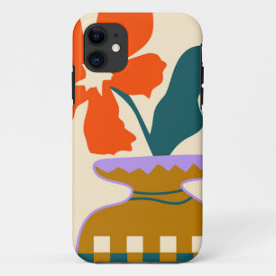 Bold Blooms in a Patterned Vase iPhone 11 Case