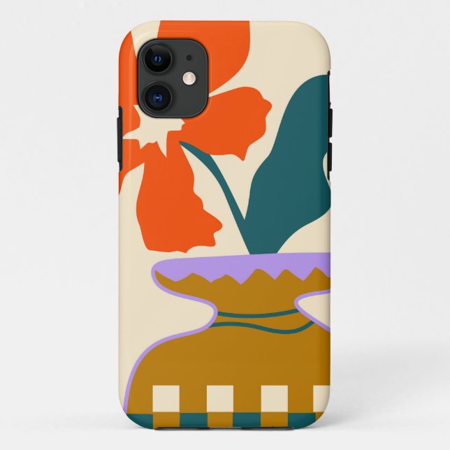 Bold Blooms in a Patterned Vase Case-Mate iPhone Case (Back)