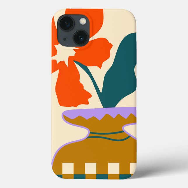 Bold Blooms in a Patterned Vase Case-Mate iPhone Case (Back)