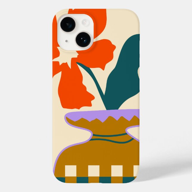 Bold Blooms in a Patterned Vase Case-Mate iPhone Case (Back)