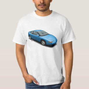 Bold Blue 1991 Saturn SC2 on White T-Shirt