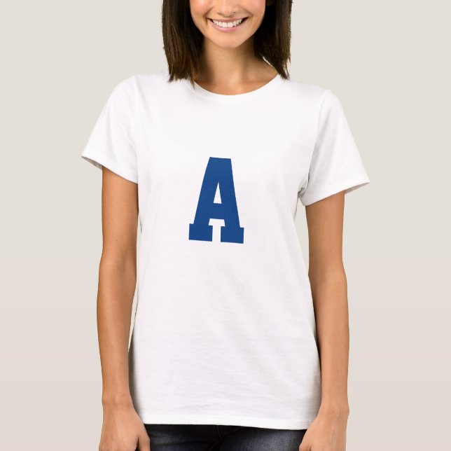 Bold Blue Alphabet Letter Womens T-Shirt (Front)