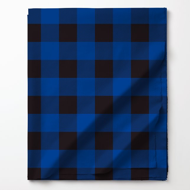 Bold Blue and Black Buffalo Plaid Pattern Fabric (Creator Uploaded)