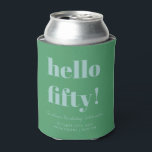Bold Blue and Green Modern 50th Birthday Custom Can Cooler<br><div class="desc">Bold Typography Blue and Green Modern 50th Birthday Custom  Can Cooler</div>