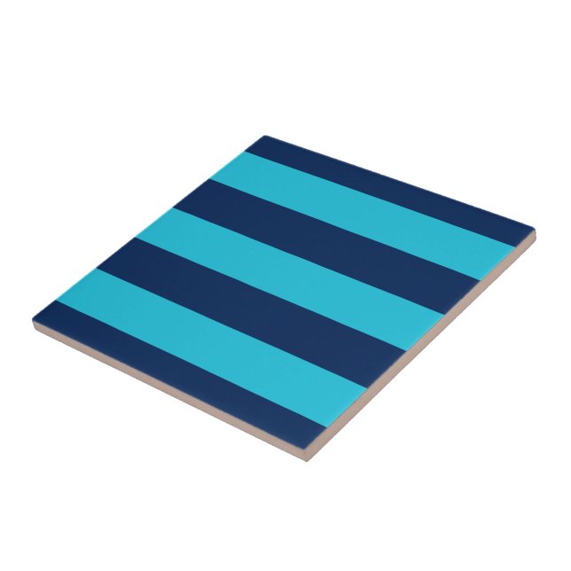 Bold Blue and Navy Stripes Ceramic Tile (Side)