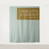 Bold Blue and Olive Custom Wedding Photo Backdrop