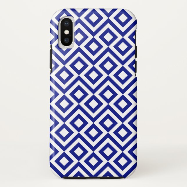 Bold Blue and White Geometric Meander Case-Mate iPhone Case (Back)